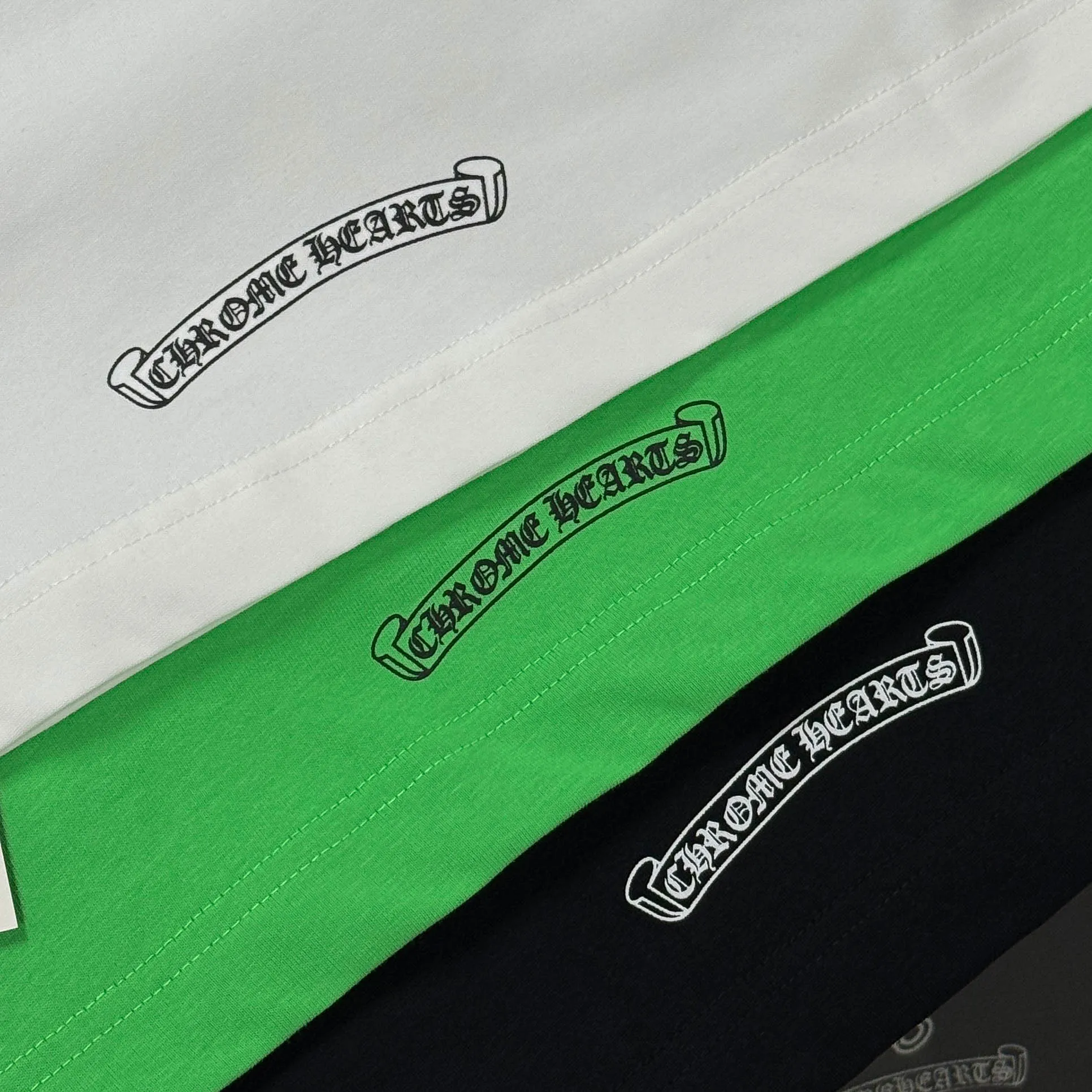 P180 Chrome Hearts 25 high version fabrics made of 300g high-density pure cotton, no deformation, no shrinkage, complete with three labels, same style for men and women, process: digital printing, color: white, black, green, SIZE: S-XL